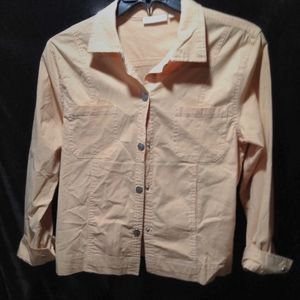 White and Peach Striped button-down jacket